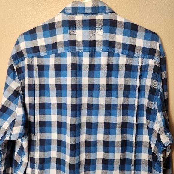 Duluth Trading Co Mens Crosscut Performance Blue Plaid Flannel Shirt-Size L - Picture 12 of 13